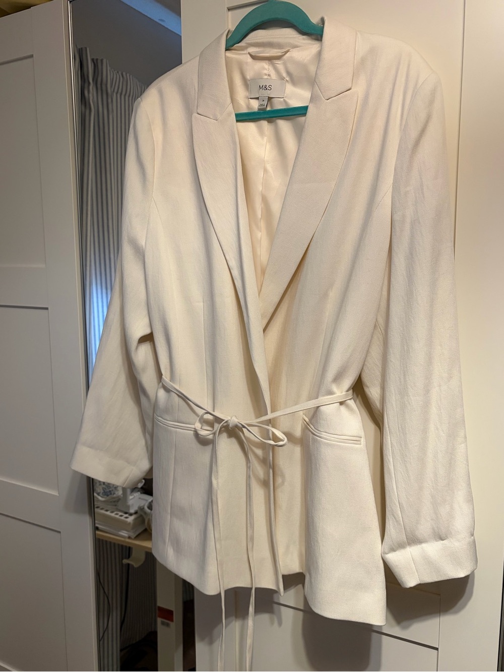 Marks & Spencer Cream Tie-Belt Blazer